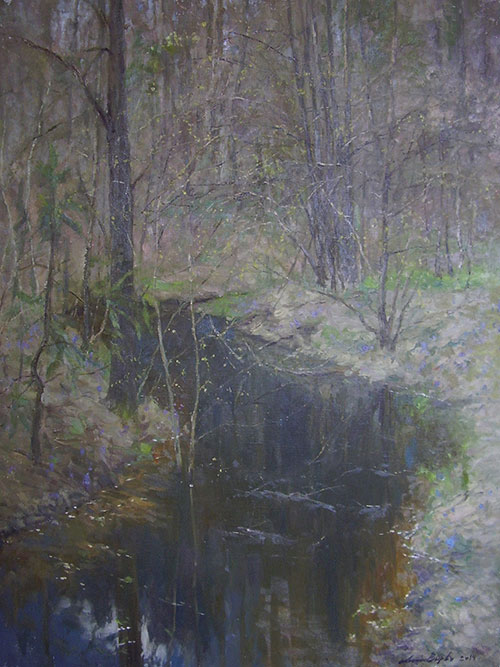 The painter Anton Vyrva. Artwork Picture Painting Canvas Landscape. Forest stream. 2014, 80 x 60 cm, oil on canvas
