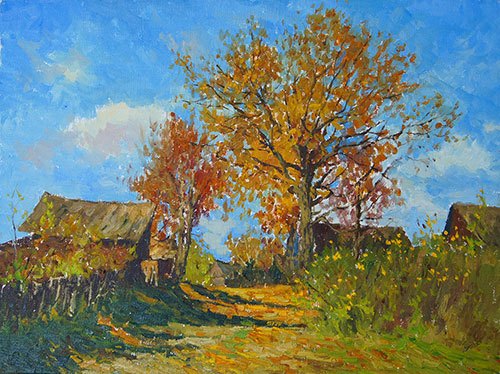 Artist Anton Vyrvo. Painting Painting Landscape. October day. 2018, 30 x 40 cm, oil on canvas
