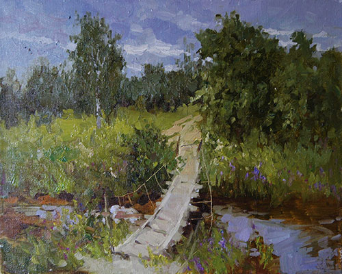 The painter Anton Vyrva. Artwork Picture Painting Canvas Landscape. Bridge. 2012, 40 x 50 cm, oil on canvas