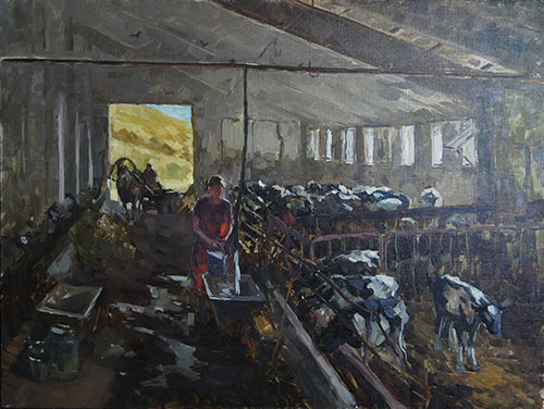The painter Anton Vyrva. Artwork Picture Painting Canvas Landscape. On the farm. 2015, 90 x 120 cm, oil on canvas
