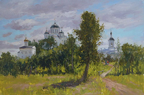 The painter Anton Vyrva. Artwork Picture Painting Canvas Landscape. Polotsk monastery. 2012, 45 x 60 cm, oil on canvas