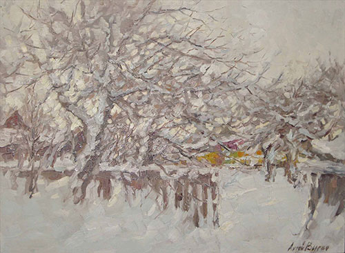 The painter Anton Vyrva. Artwork Picture Painting Canvas Landscape. Quiet winter day. 2009, 45 x 65 cm, oil on canvas