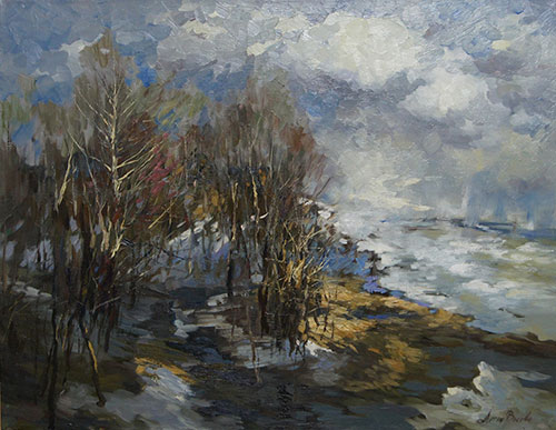 The painter Anton Vyrva. Artwork Picture Painting Canvas Landscape. Spring. Awakening. 2010, 70 x 90 cm, oil on canvas