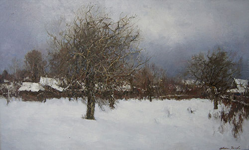 The painter Anton Vyrva. Artwork Picture Painting Canvas Landscape. Thaw. 2012, 60 x 100 cm, oil on canvas