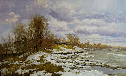The painter Anton Vyrva. Artwork Picture Painting Canvas Landscape. Things are moving. 2012, 50 x 80 cm, oil on canvas