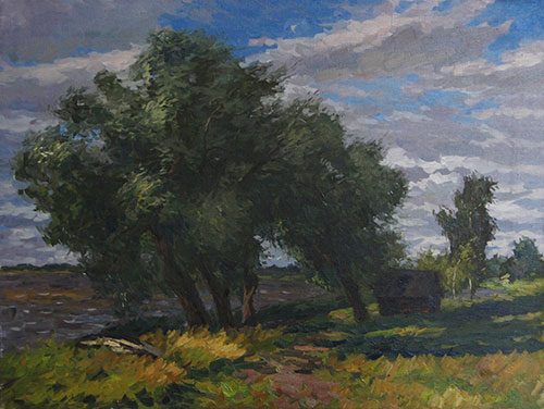 The painter Anton Vyrva. Artwork Picture Painting Canvas Landscape. Windy day. 2015, 50 x 80 cm, oil on canvas