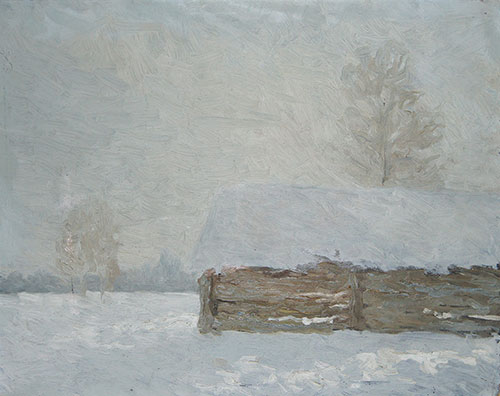 The painter Anton Vyrva. Artwork Picture Painting Canvas Landscape. Winter. 2004, 40 x 50 cm, oil on fiberboard