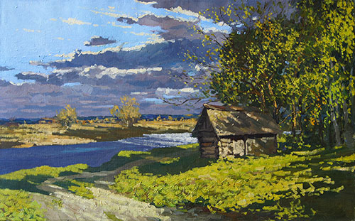 Artist Anton Vyrvo. Painting Painting Landscape. The road to the river. 2014, 50 x 80 cm, oil on canvas