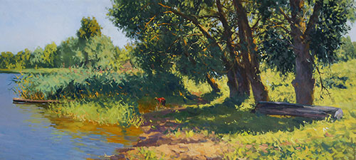 Artist Anton Vyrvo. Painting Painting Landscape. Hot summer day. 2018, 50 x 110 cm, oil on canvas