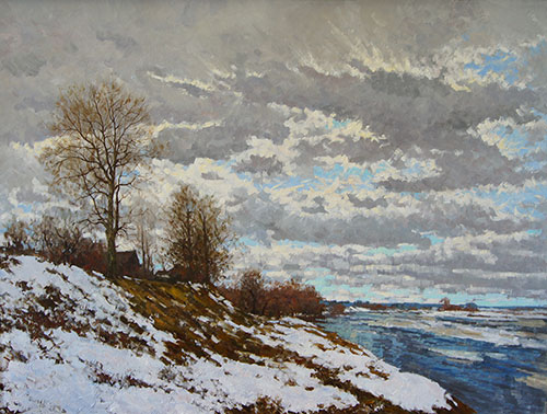 Artist Anton Vyrvo. Painting Painting Landscape. First day of spring. 2017, 105 x 140 cm, oil on canvas
