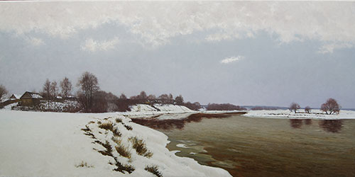 Художник Антон Вырво. Картина Живопись Пейзаж. Зимняя тишина. 2024, 65 x 130 см, холст масло