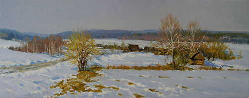 Художник Антон Вырво. Картина Живопись Пейзаж. К весне. 2022, 30 x 75 см, холст масло